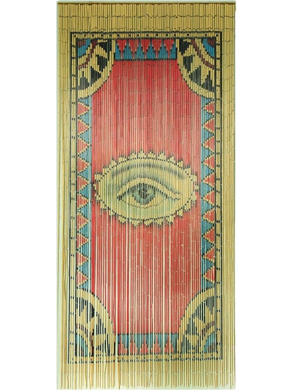 Bamboo Beaded Curtain for Doorway - Hand-Painted Evil Eye